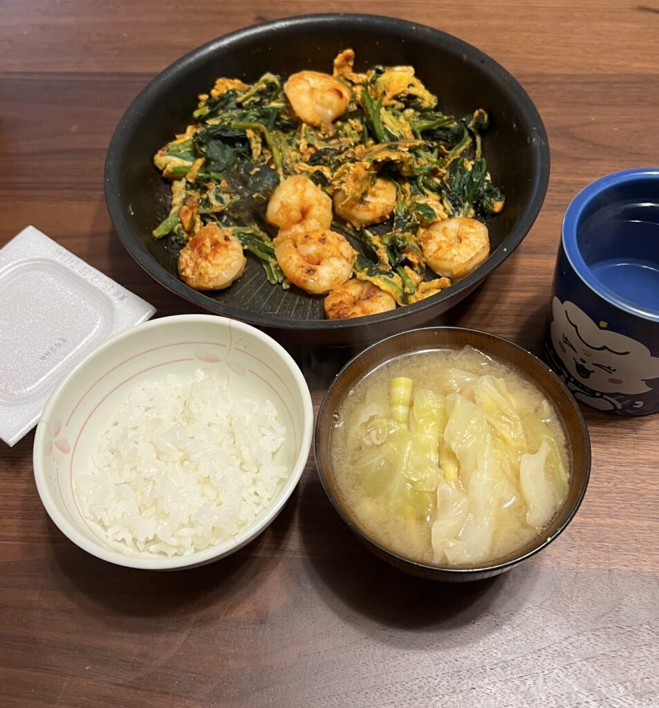 ほうれん草卵エビチリ風